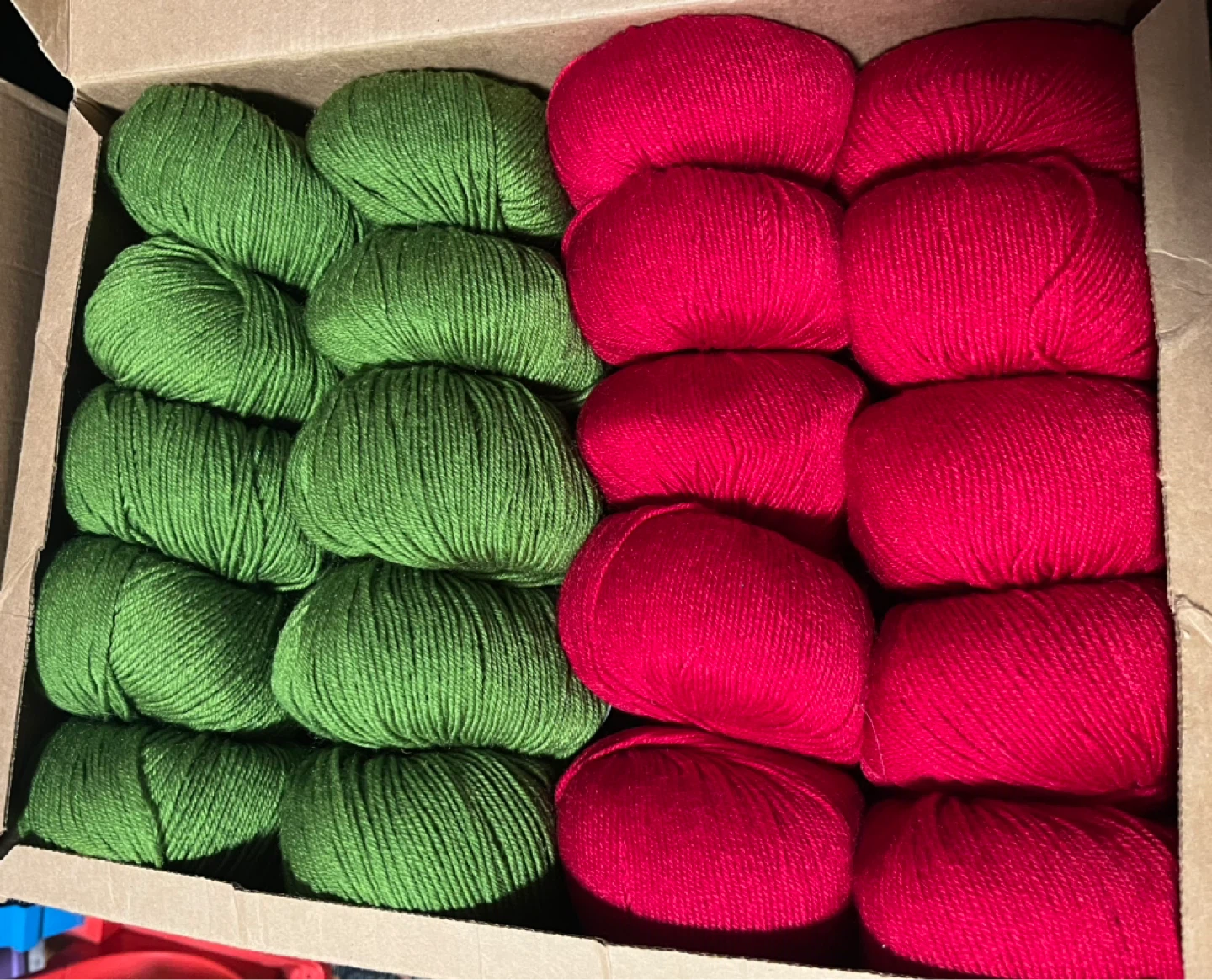 Bundle of Red and Green Yarn Wool