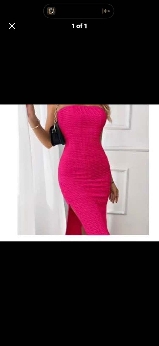 Strapless Smocked Bodycon Dress - Hot Pink. Size XL