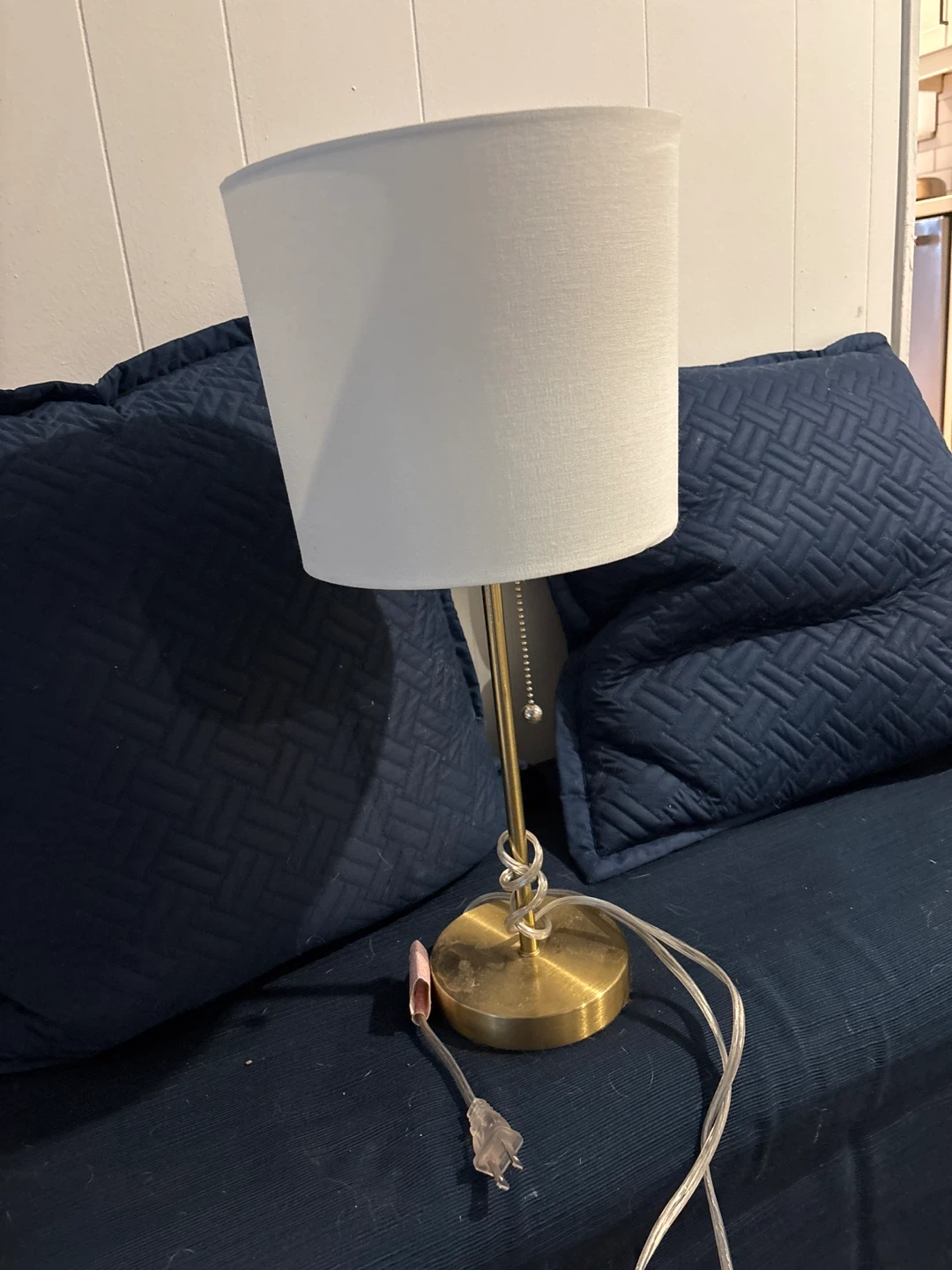 Brass Table Lamp with White Shade