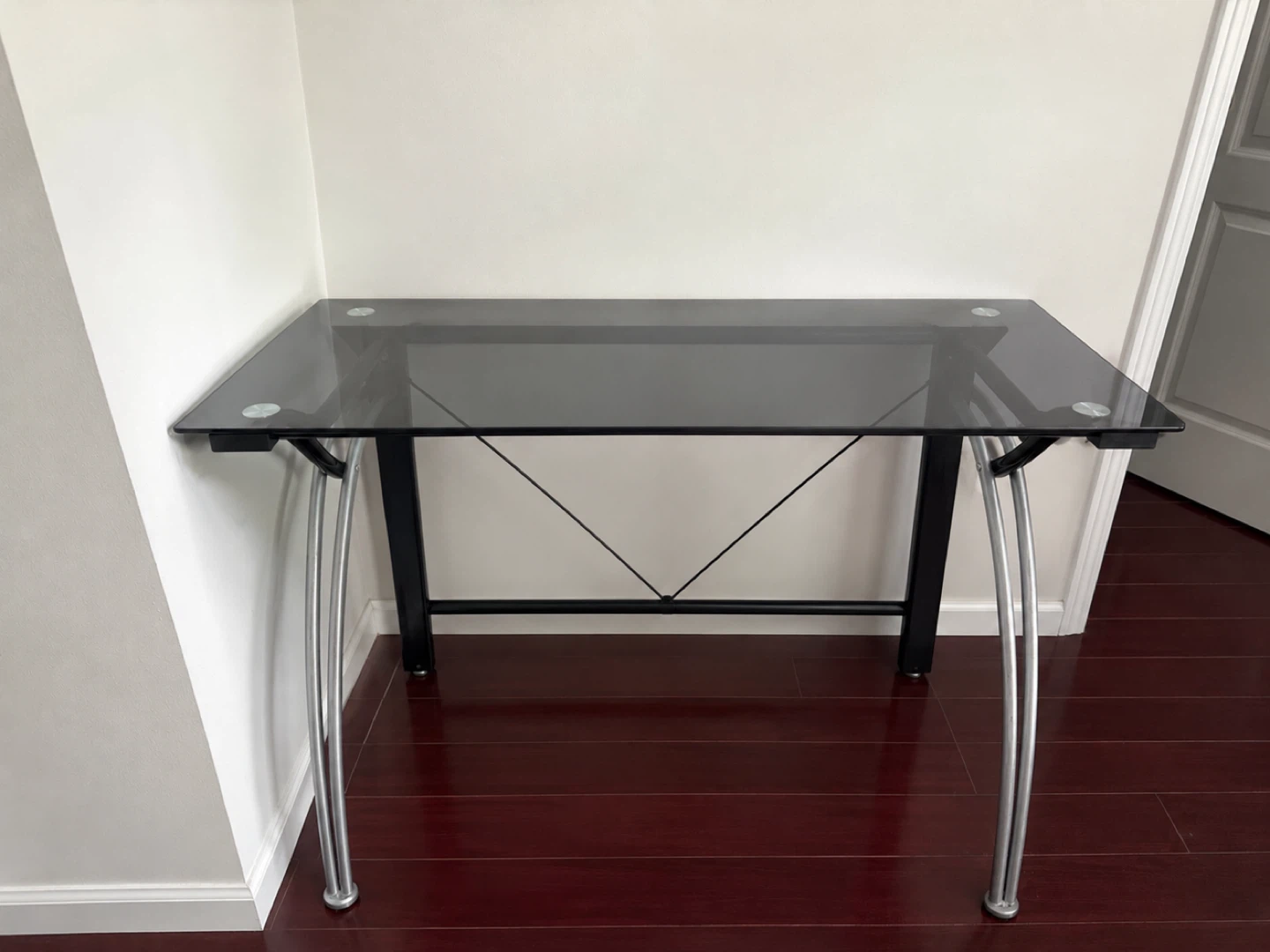 Glass Top Desk with Black Frame
