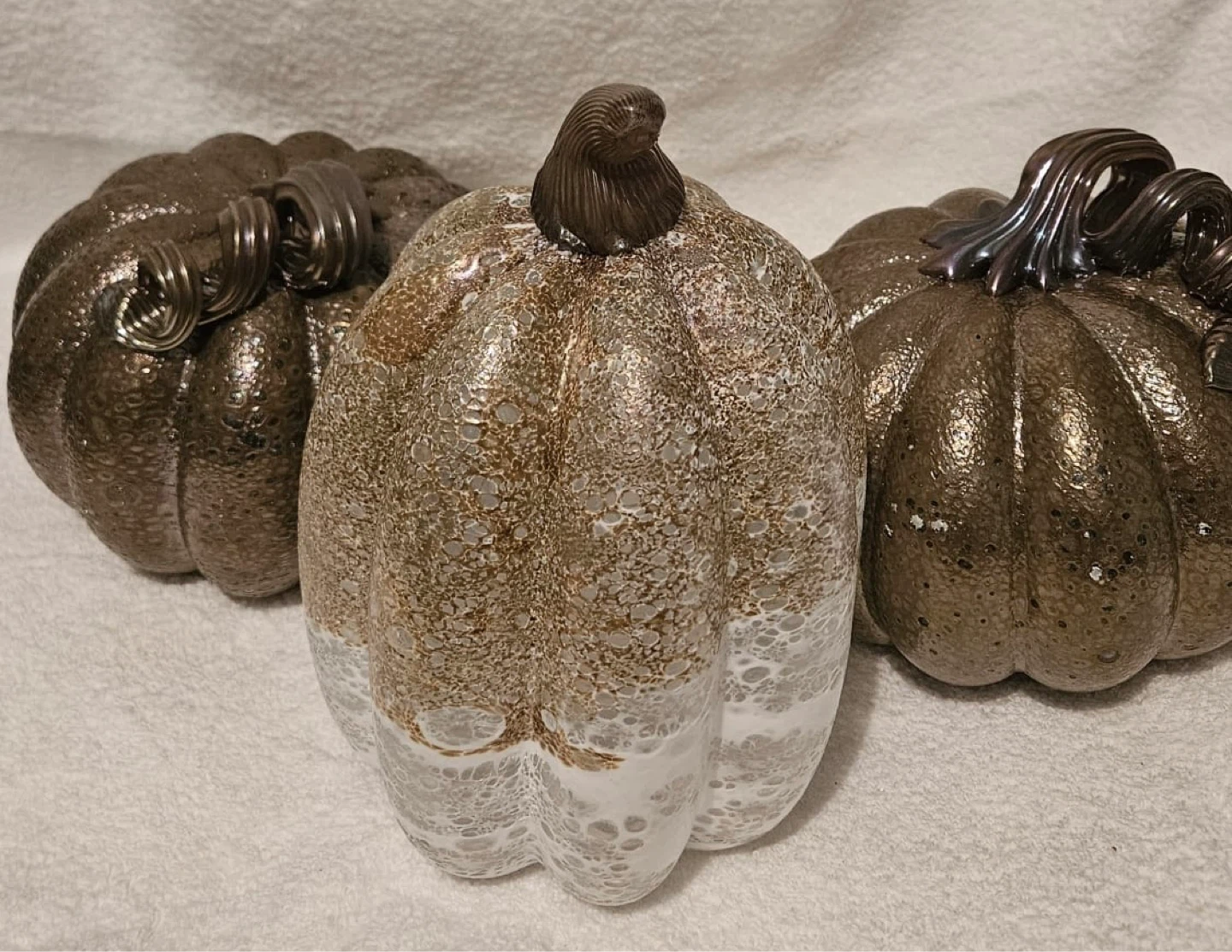 Set of 3 Decorative Glass Pumpkins