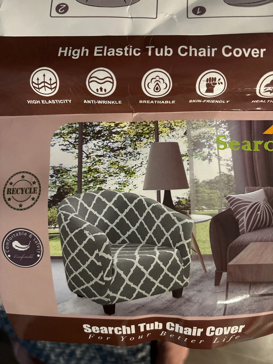 Searchl High Elastic Tub Chair Cover