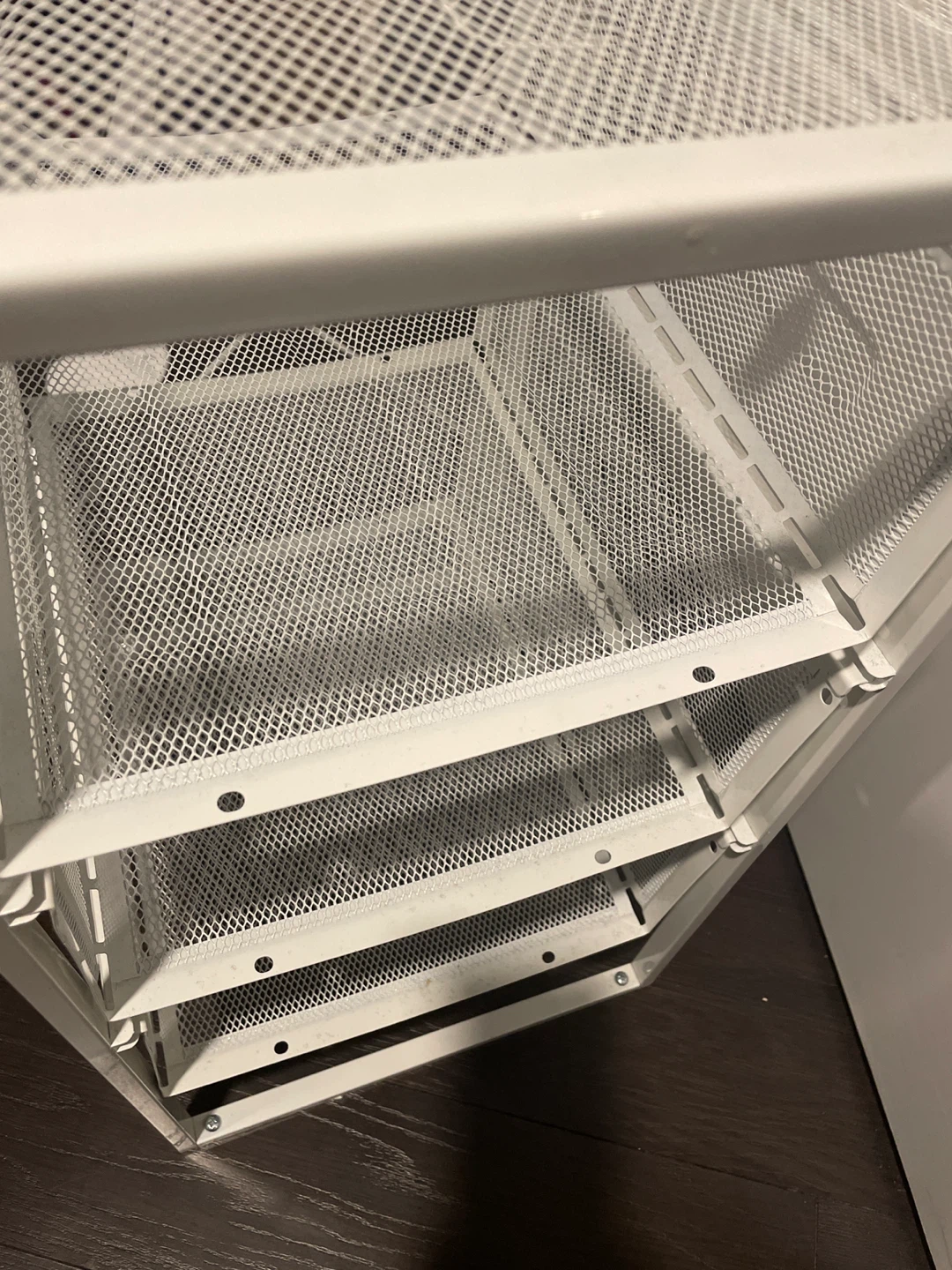 White Mesh Storage Shelf Unit