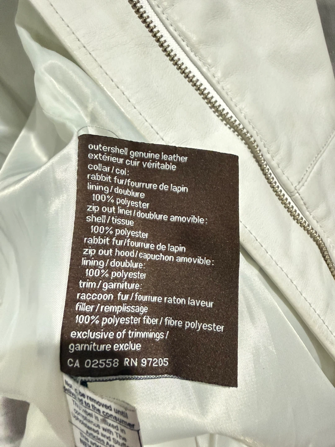Danier White Genuine Leather Jacket with Fur Collar - photo 5