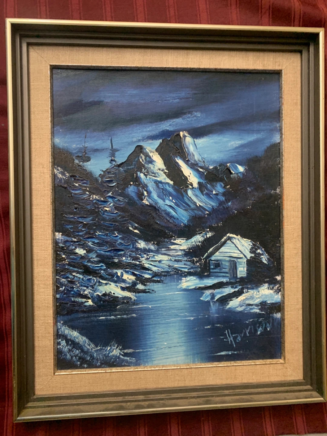 Oil Painting by Harrison - Mountain Landscape framed
