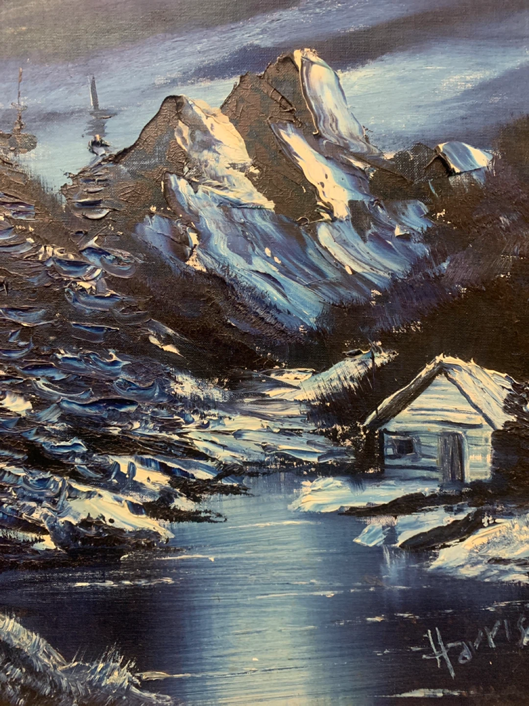 Oil Painting by Harrison - Mountain Landscape framed - photo 3