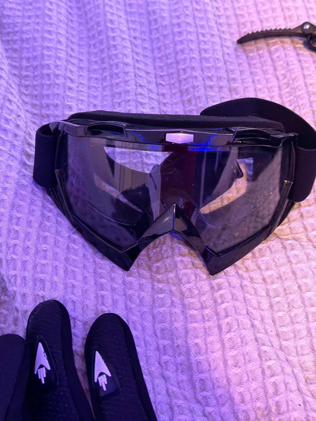 Black Motocross Helmet, Goggles, and Gloves Set - photo 5