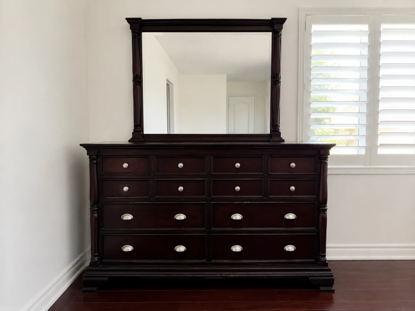 Dark Wood Dresser with Mirror