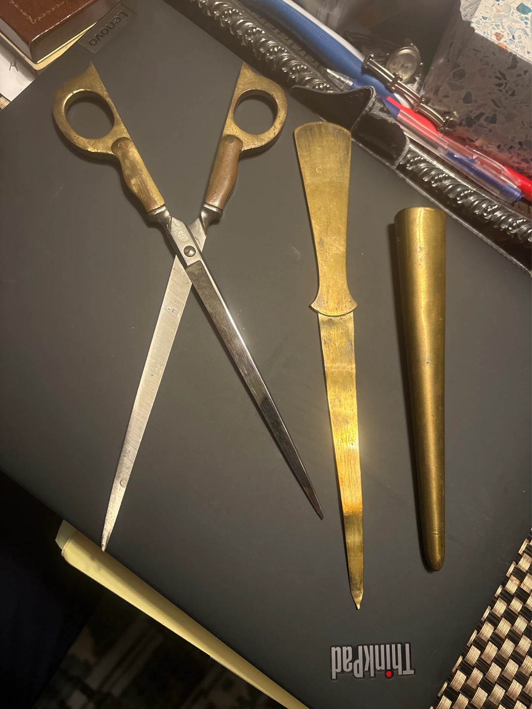 Vintage Brass Letter Opener and Scissors Set - photo 2