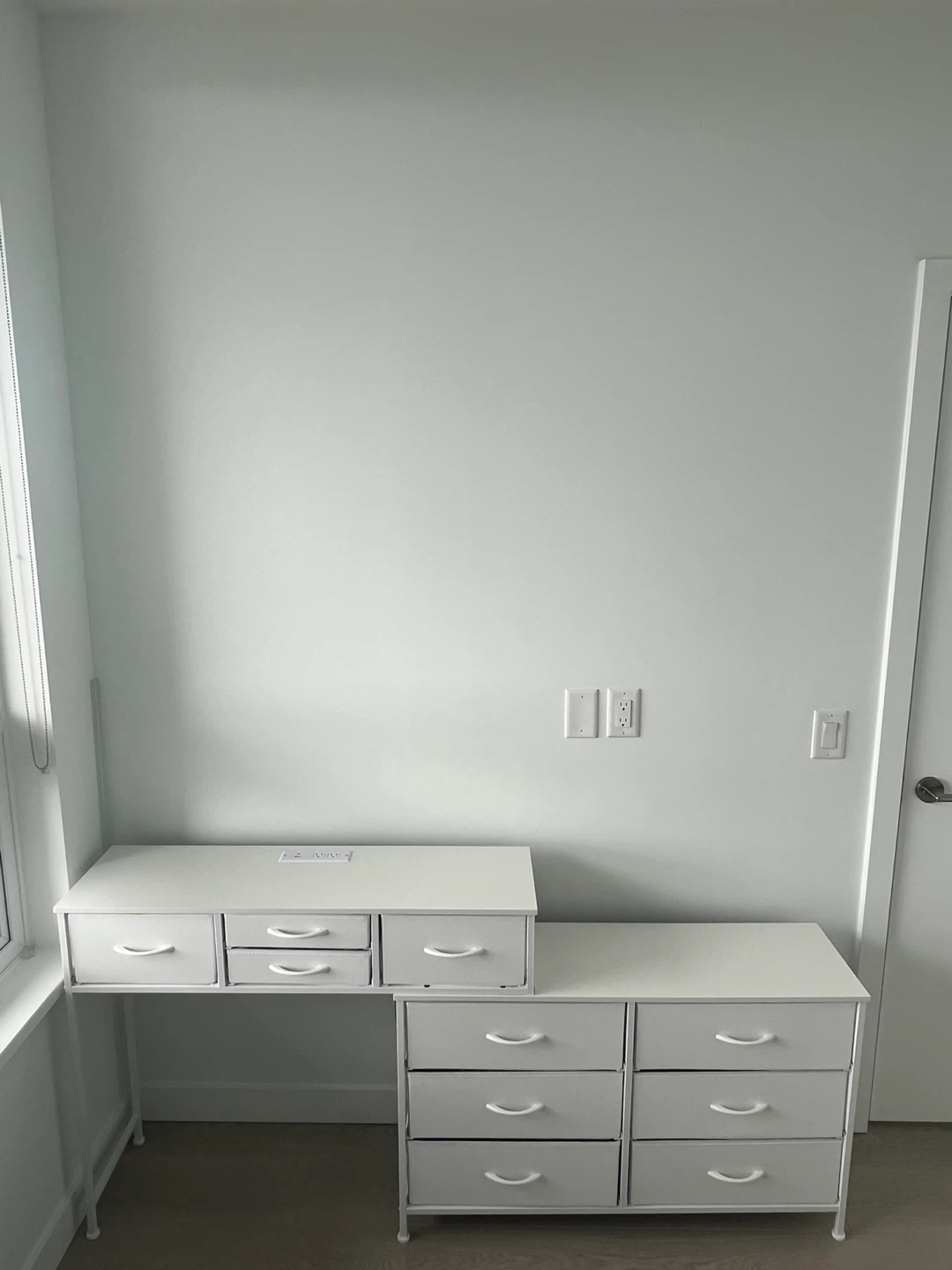 Dresser with Charging Station and LED Light, Rotatable Desk