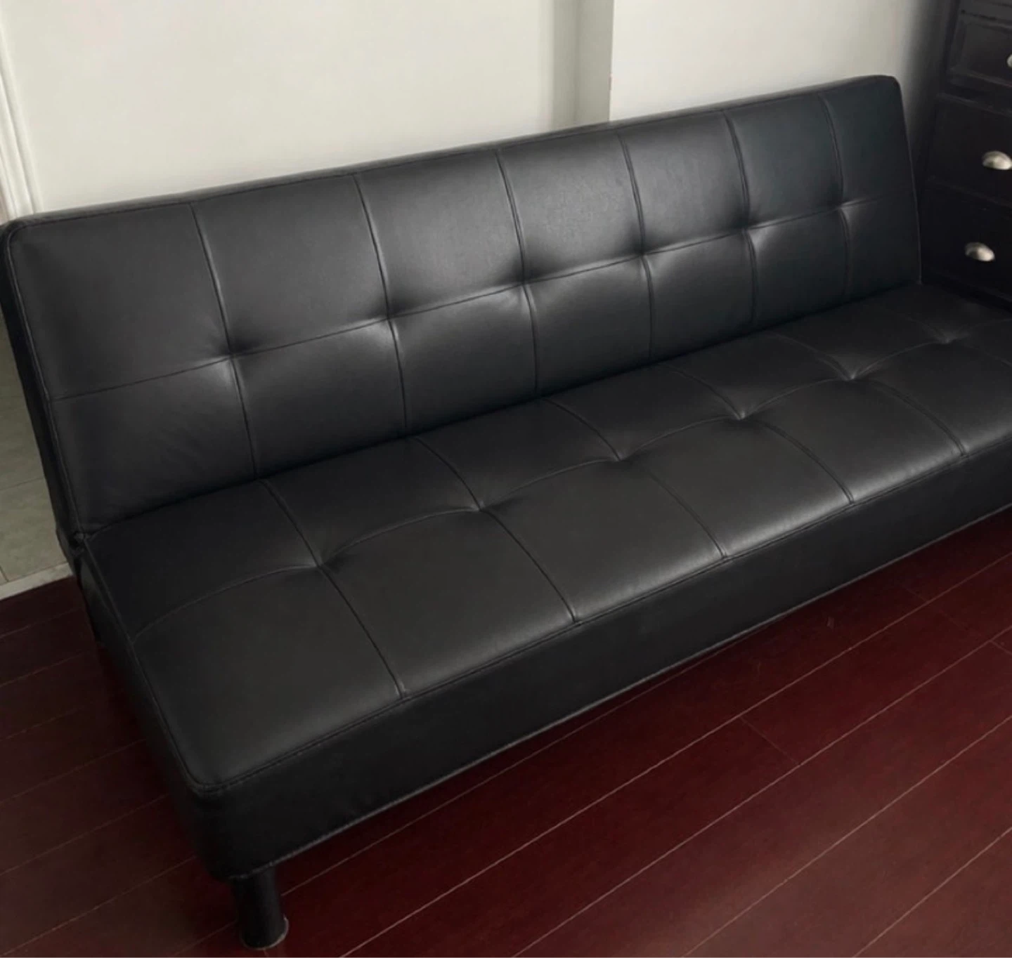 Black Faux Leather Futon Sofa