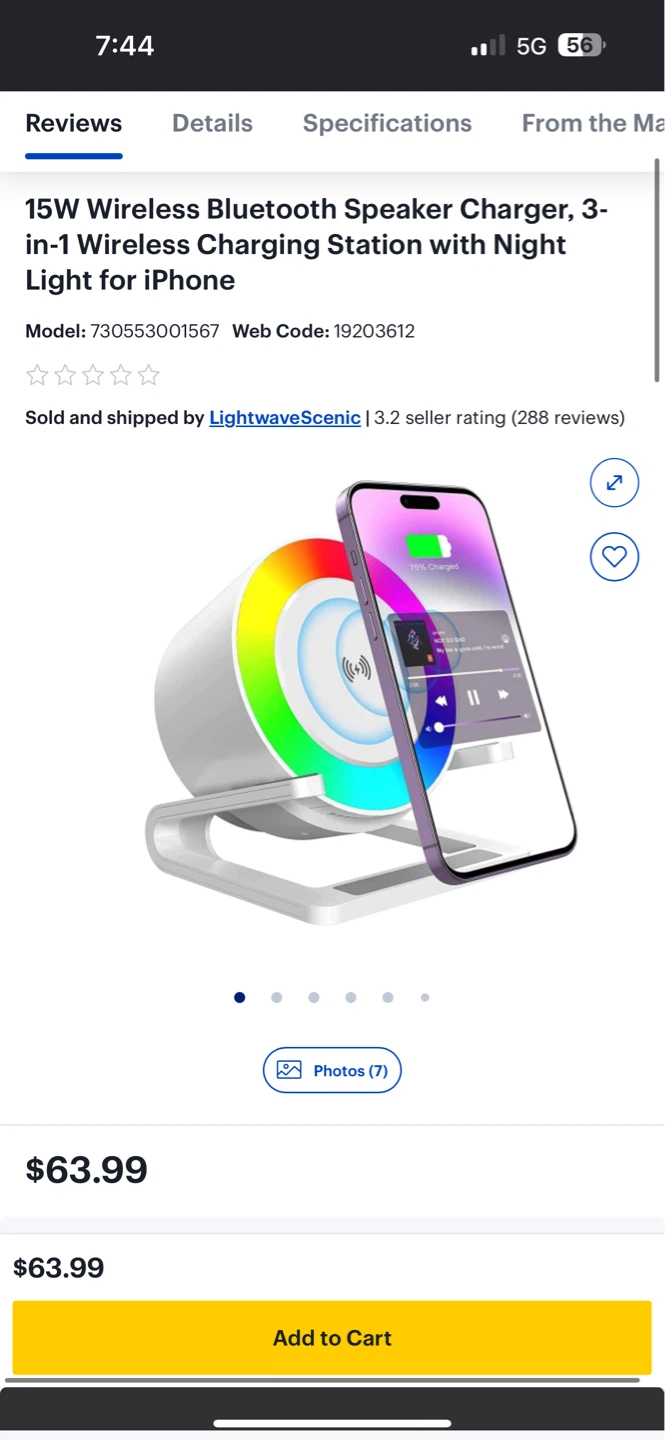 Night Light Wireless Charging Bluetooth Speaker