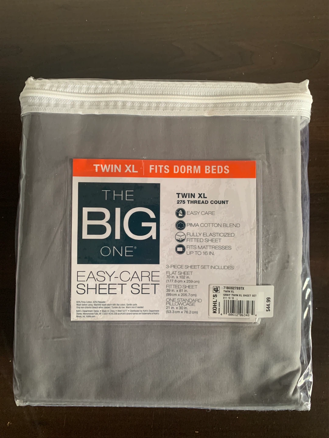 The Big One Easy-Care Sheet Set Twin XL Grey - photo 2