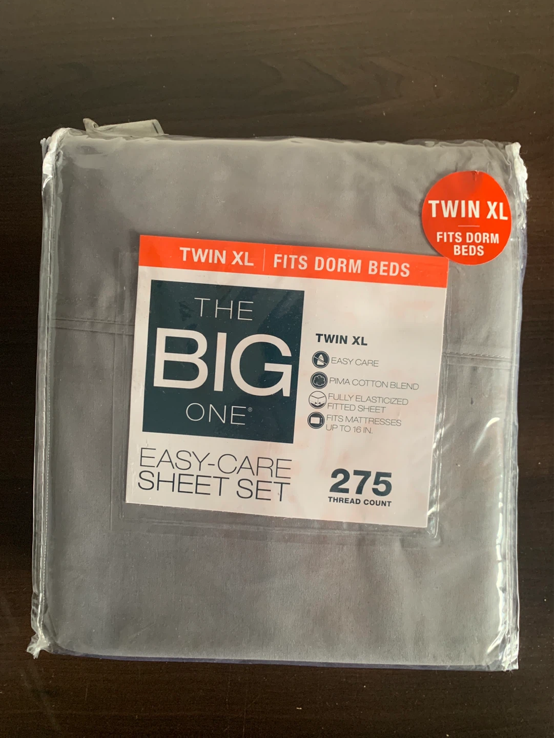 The Big One Easy-Care Sheet Set Twin XL Grey