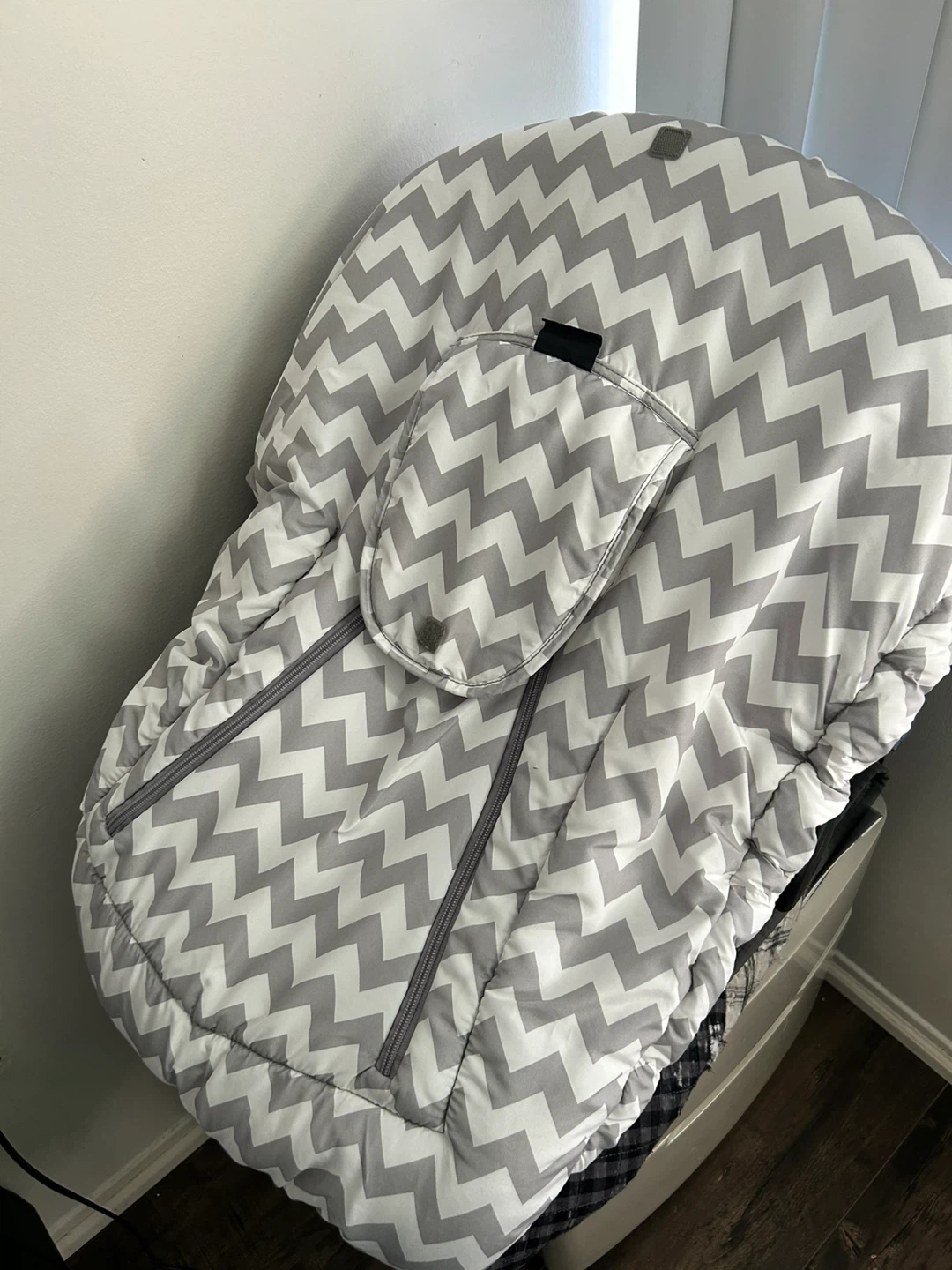 Baby Car Seat Cover - Grey Chevron