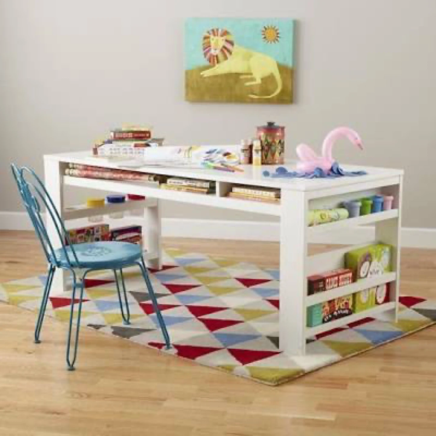 Land of Nod Kids play table with Yellow Chairs