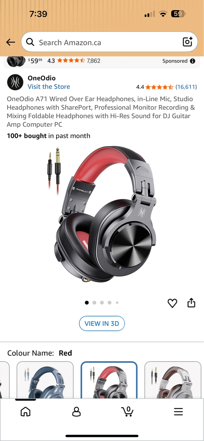 OneOdio A71 DJ Headphones Red - photo 2