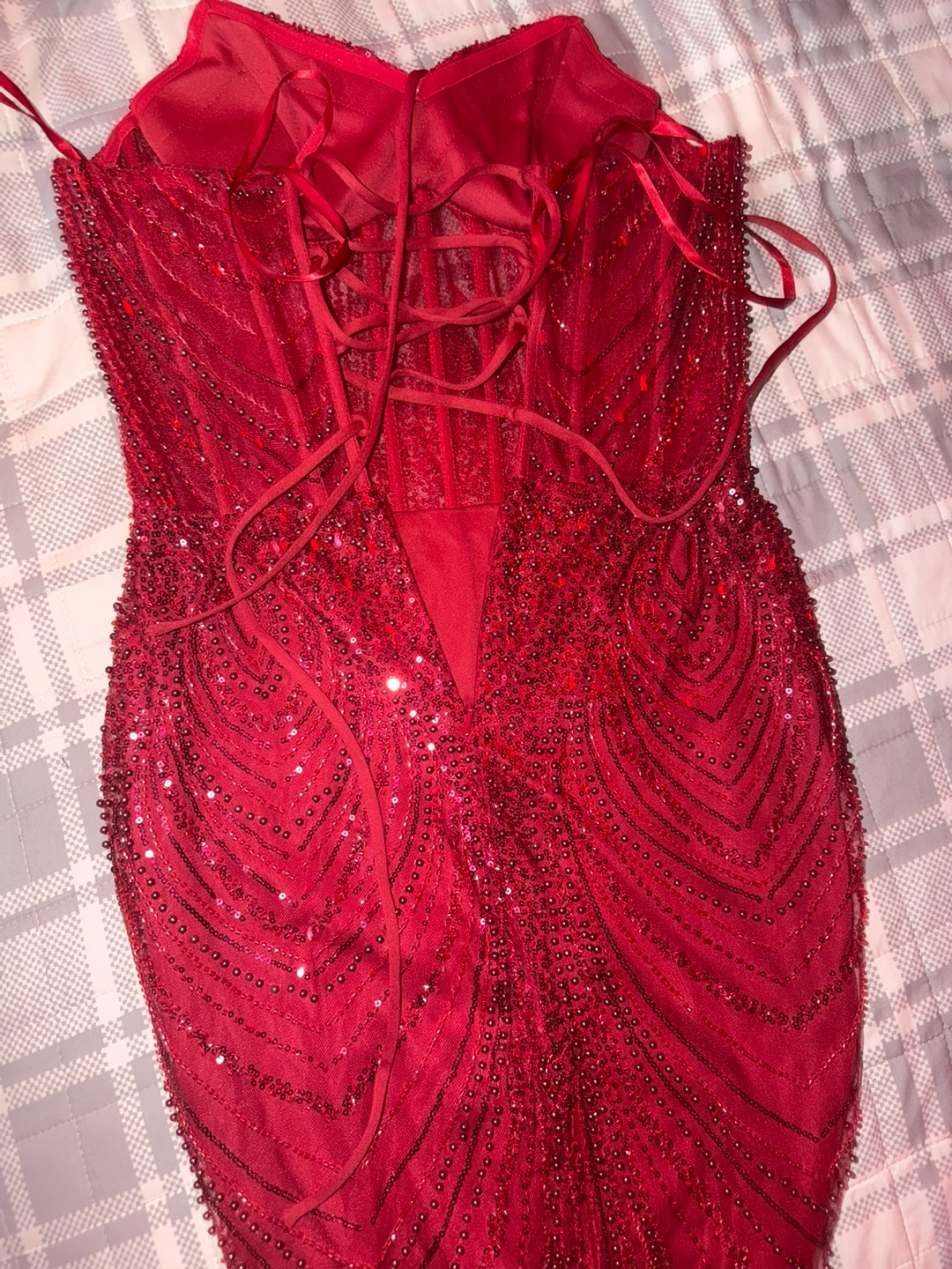 Red Beaded Corset Dress - photo 2