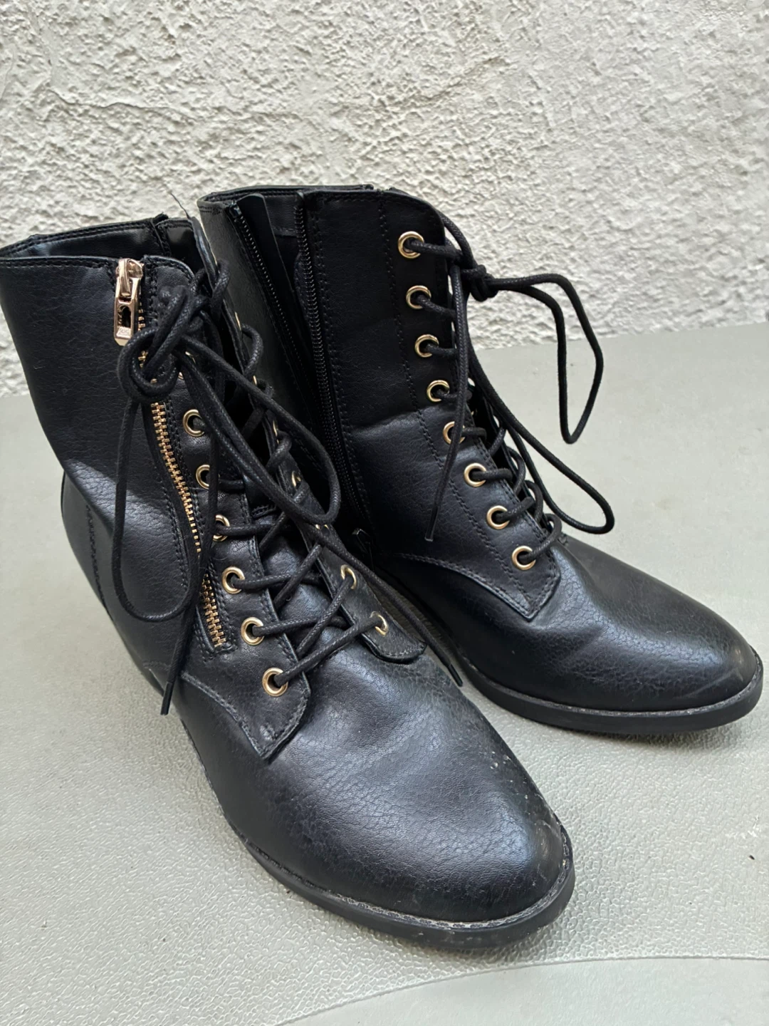 Vegan sz 9 eu40  Call it Spring black lace up boots women shoes