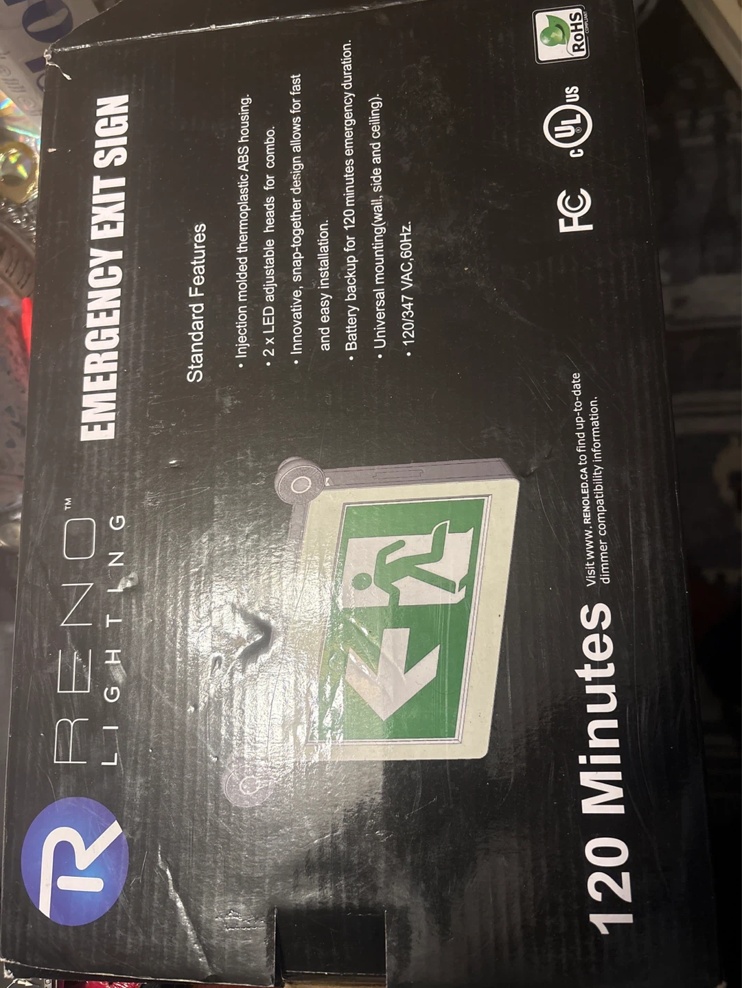 Reno Lighting Emergency Exit Sign - 120 Minutes
