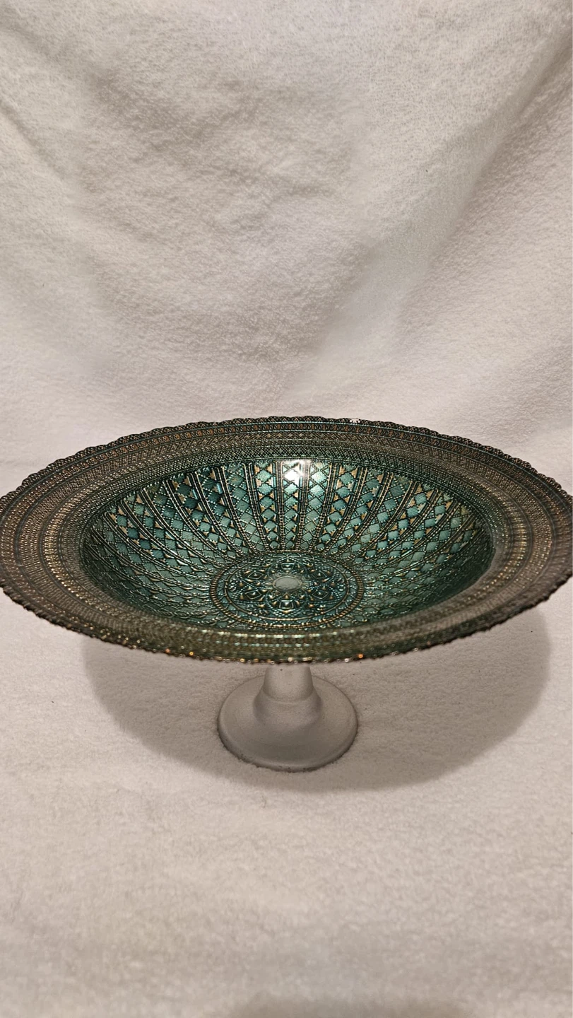 Teal Decorative Pedestal Bowl