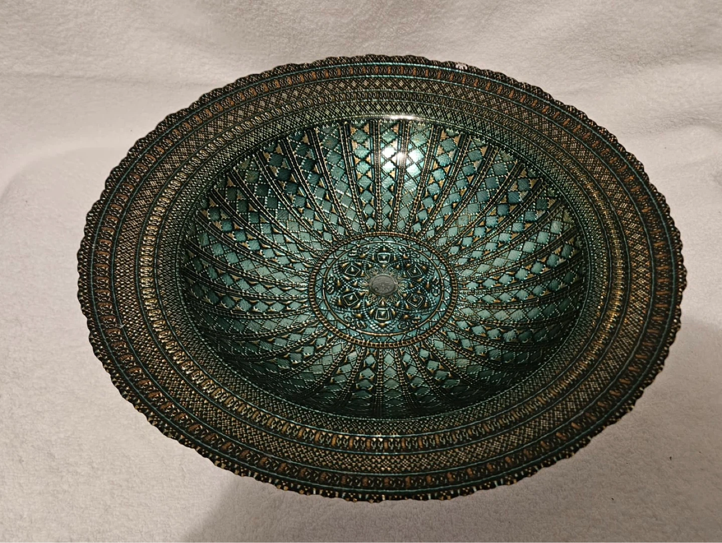 Teal Decorative Pedestal Bowl - photo 2