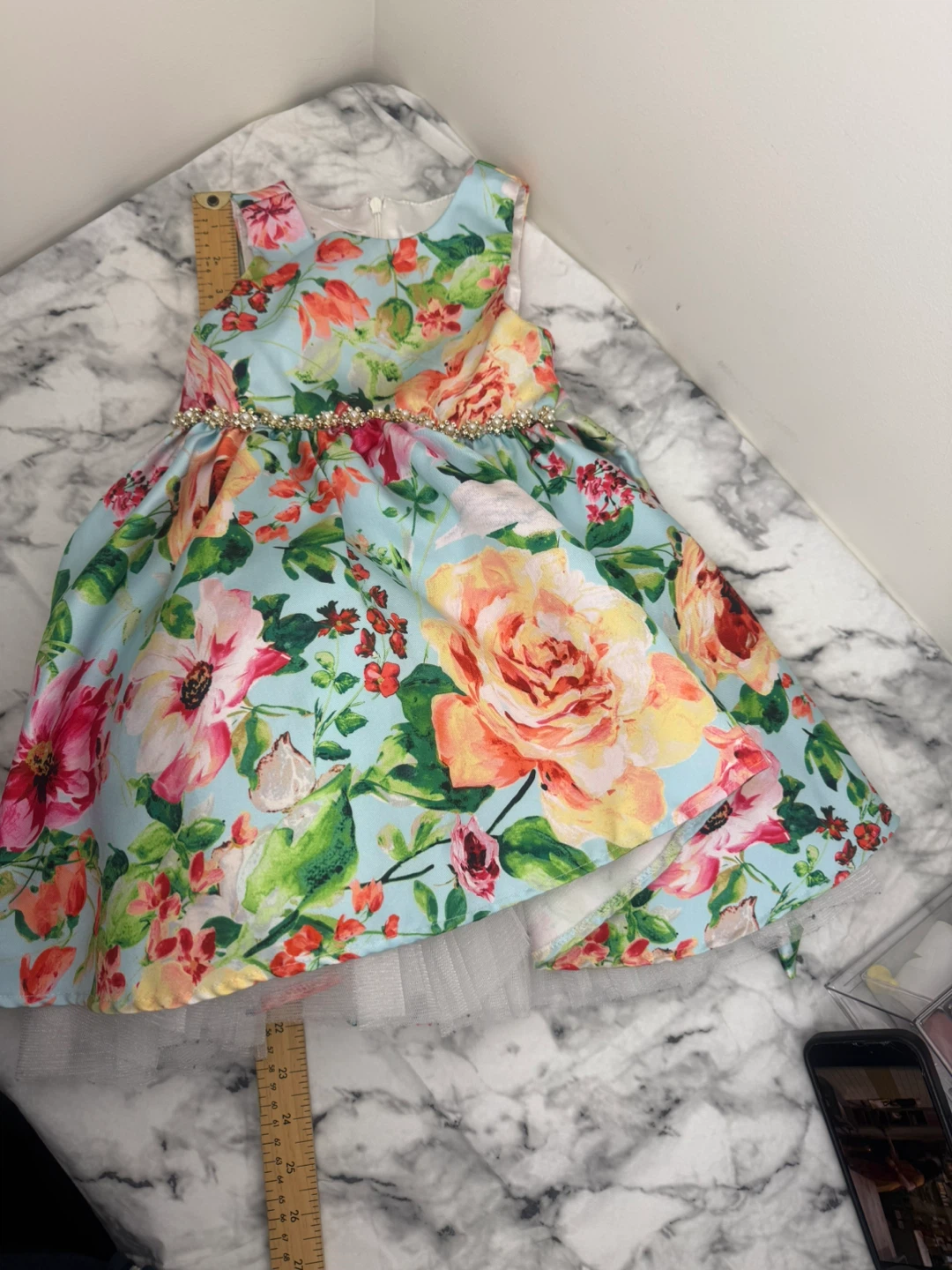 Floral Print Dress with Pearls 4-5T - photo 2