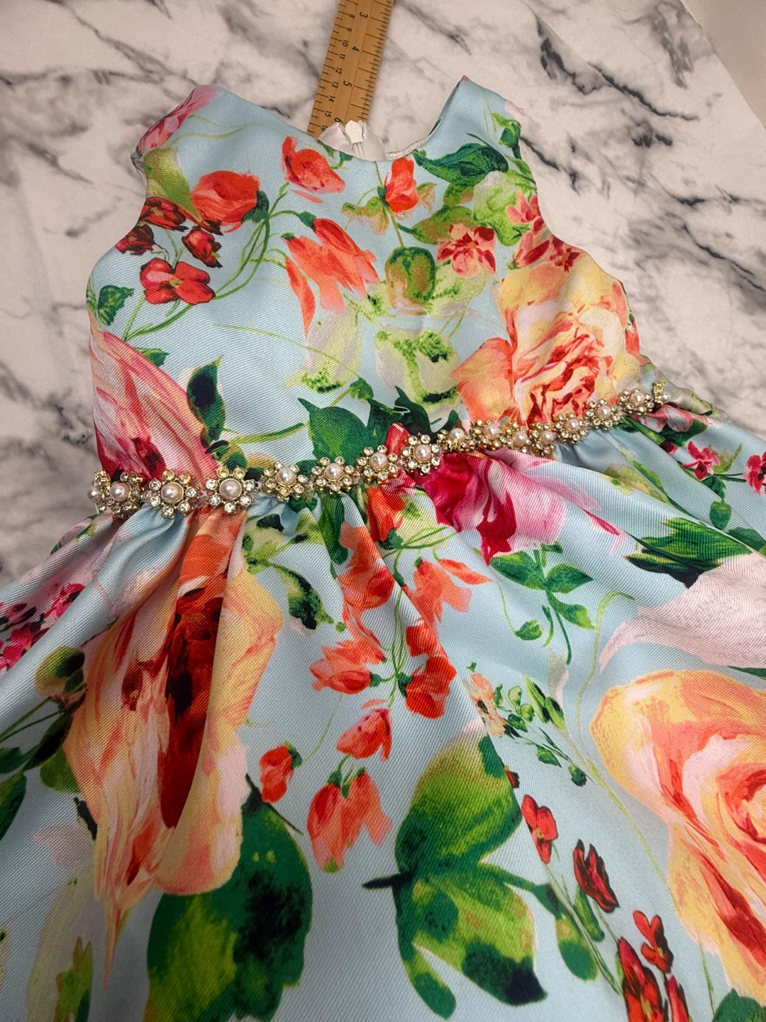 Floral Print Dress with Pearls 4-5T - photo 3