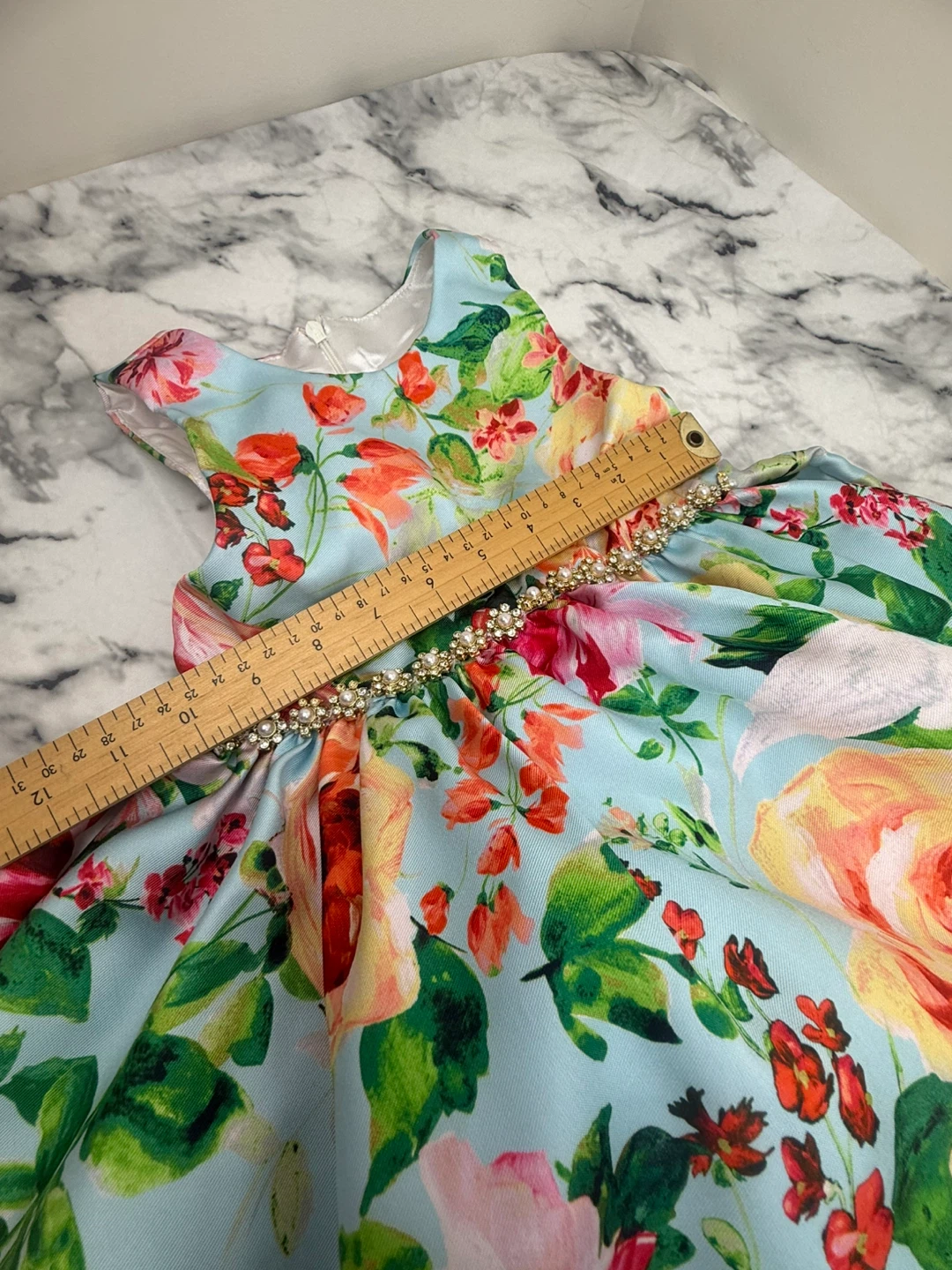 Floral Print Dress with Pearls 4-5T - photo 5