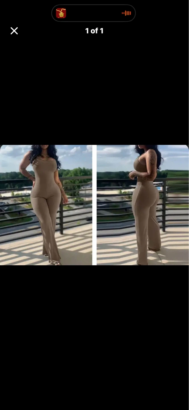 Women's Taupe, Sleeveless Jumpsuit. Size large