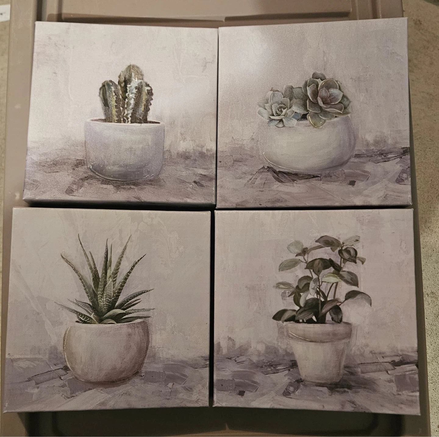 Set of 4 Botanical Canvas Wall Art (8inch by 8inch)