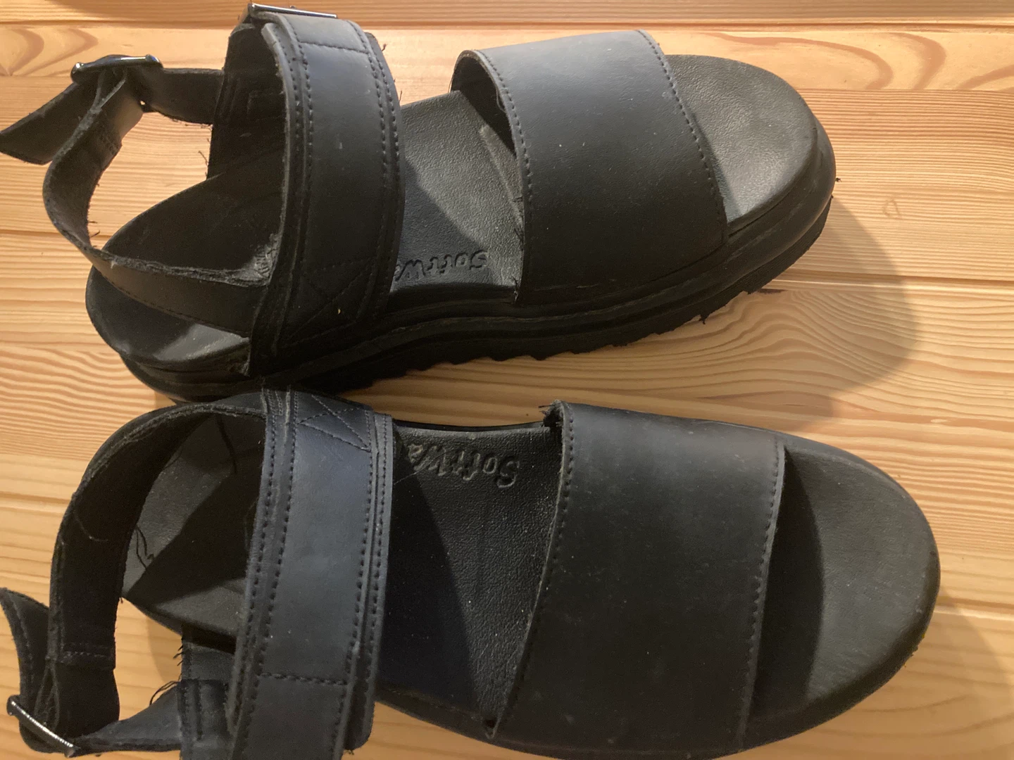 Dr. Martens Black Leather Platform Sandals