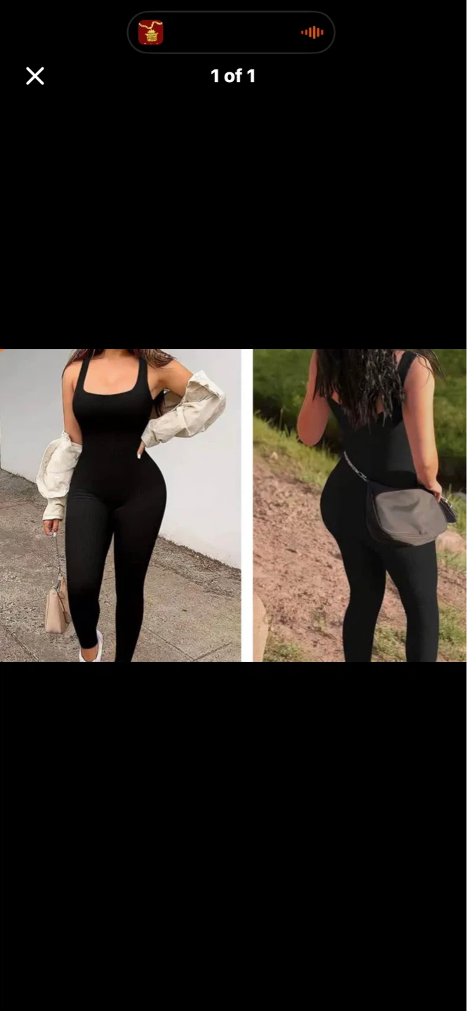 Black Ribbed Sleeveless  Jumpsuit. Size XL