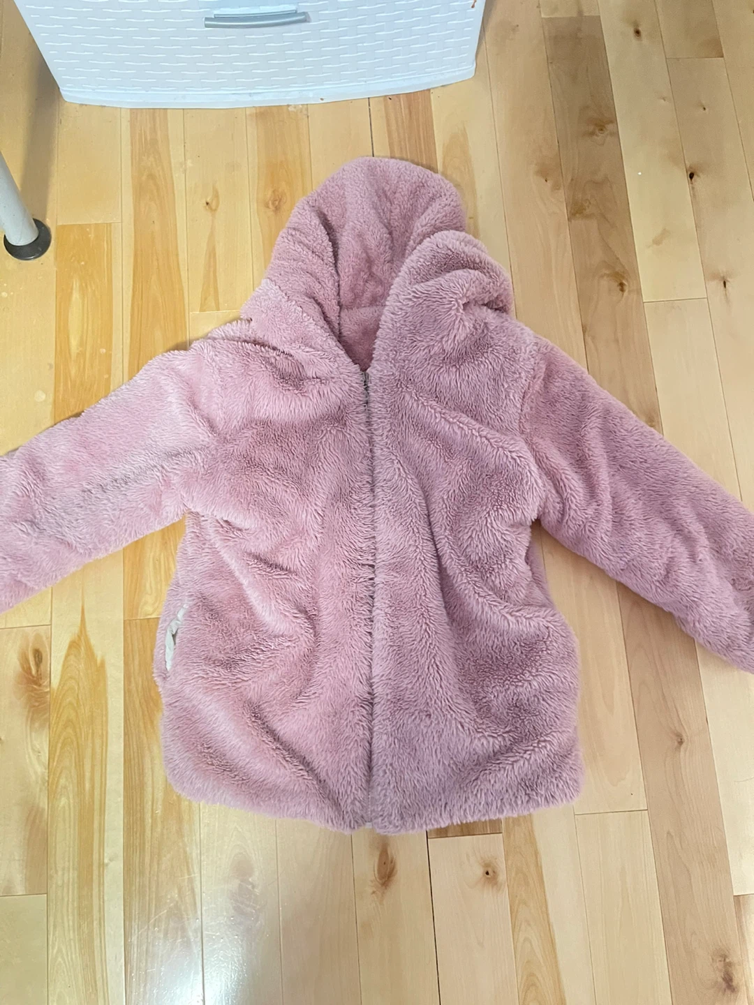 Kids Pink Fleece Hoodie with Owl Applique