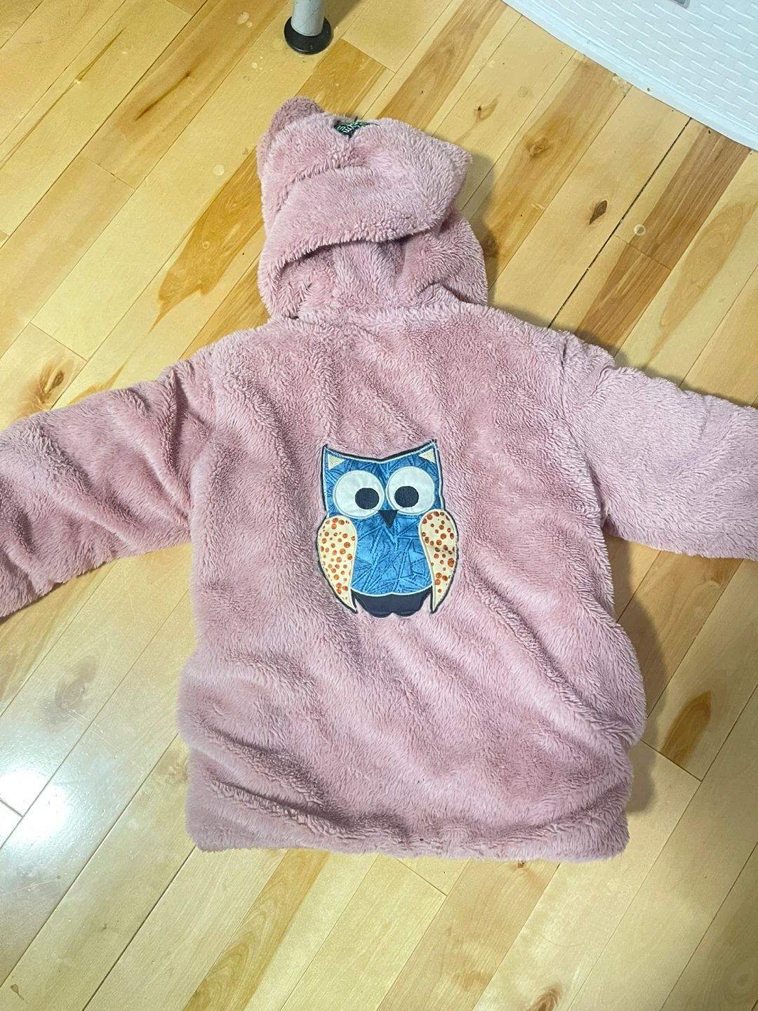 Kids Pink Fleece Hoodie with Owl Applique - photo 2