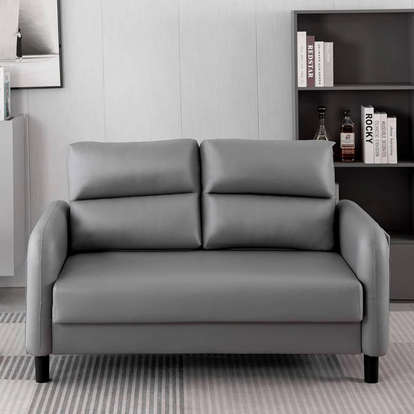 Free Grey Faux Leather Loveseat Sofa on Curb