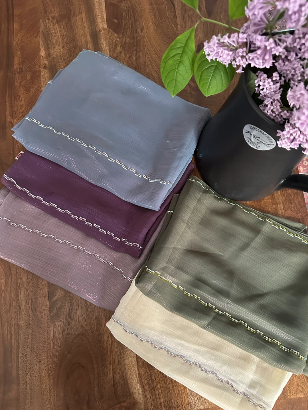 Shimmering Beaded Scarves - Set of 5