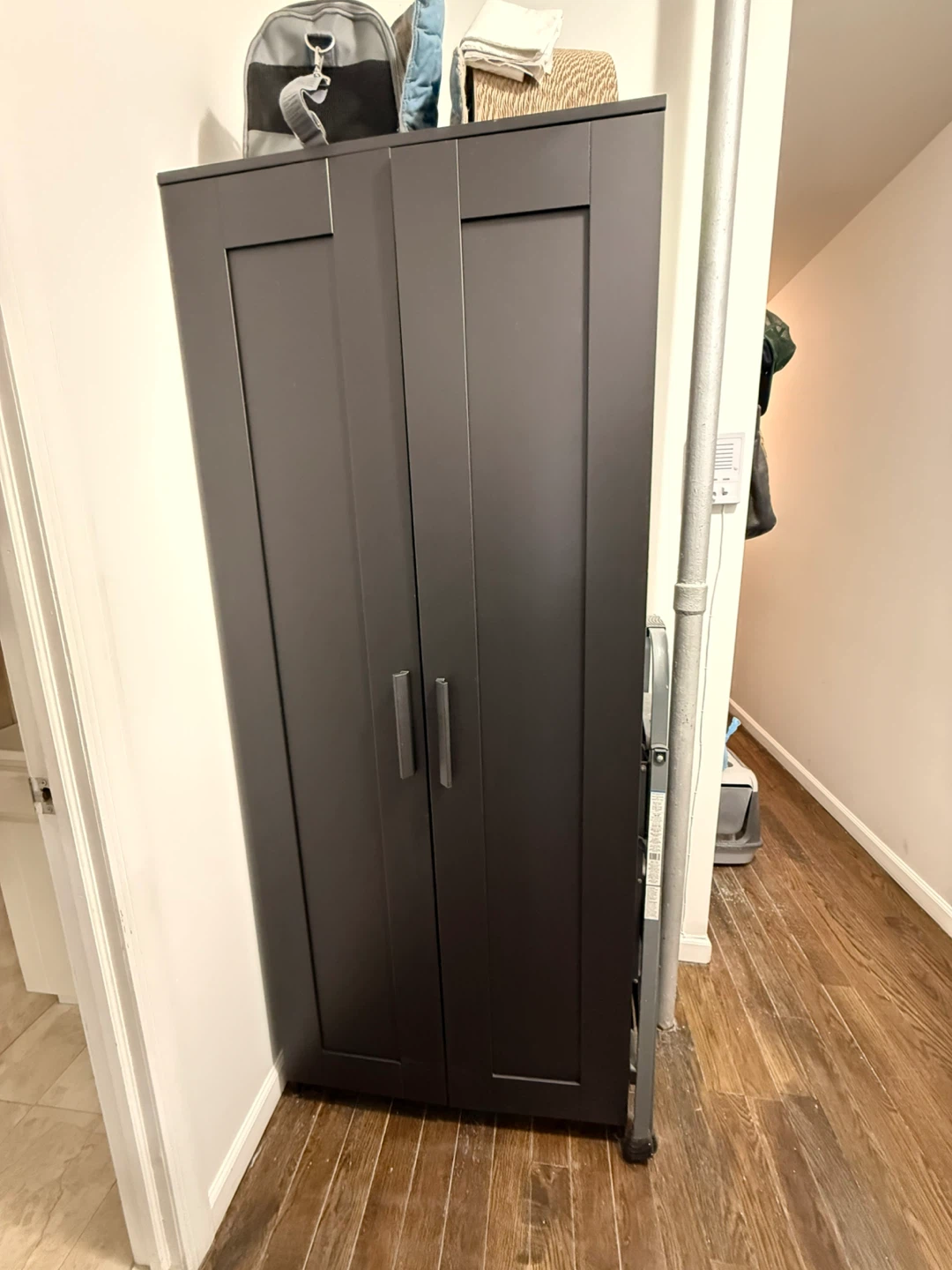 Dark Gray Double Door Storage Cabinet