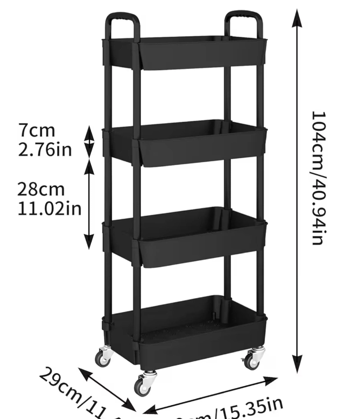 UDEAR 4-Tier Rolling Utility Cart - photo 2