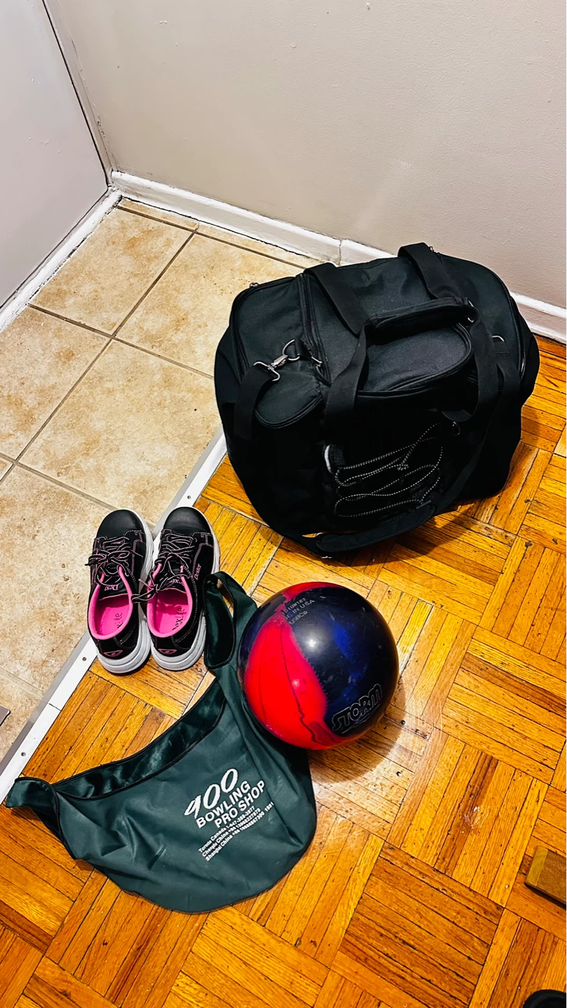 Storm Bowling Ball, Dexter Shoes, and Bag