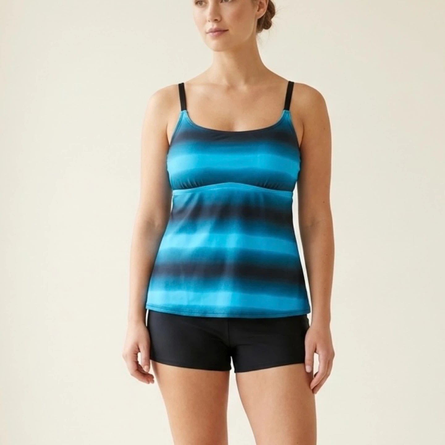 Blue Ombre Tankini Crisscross Strappy Two Piece Swimsuit XXL
