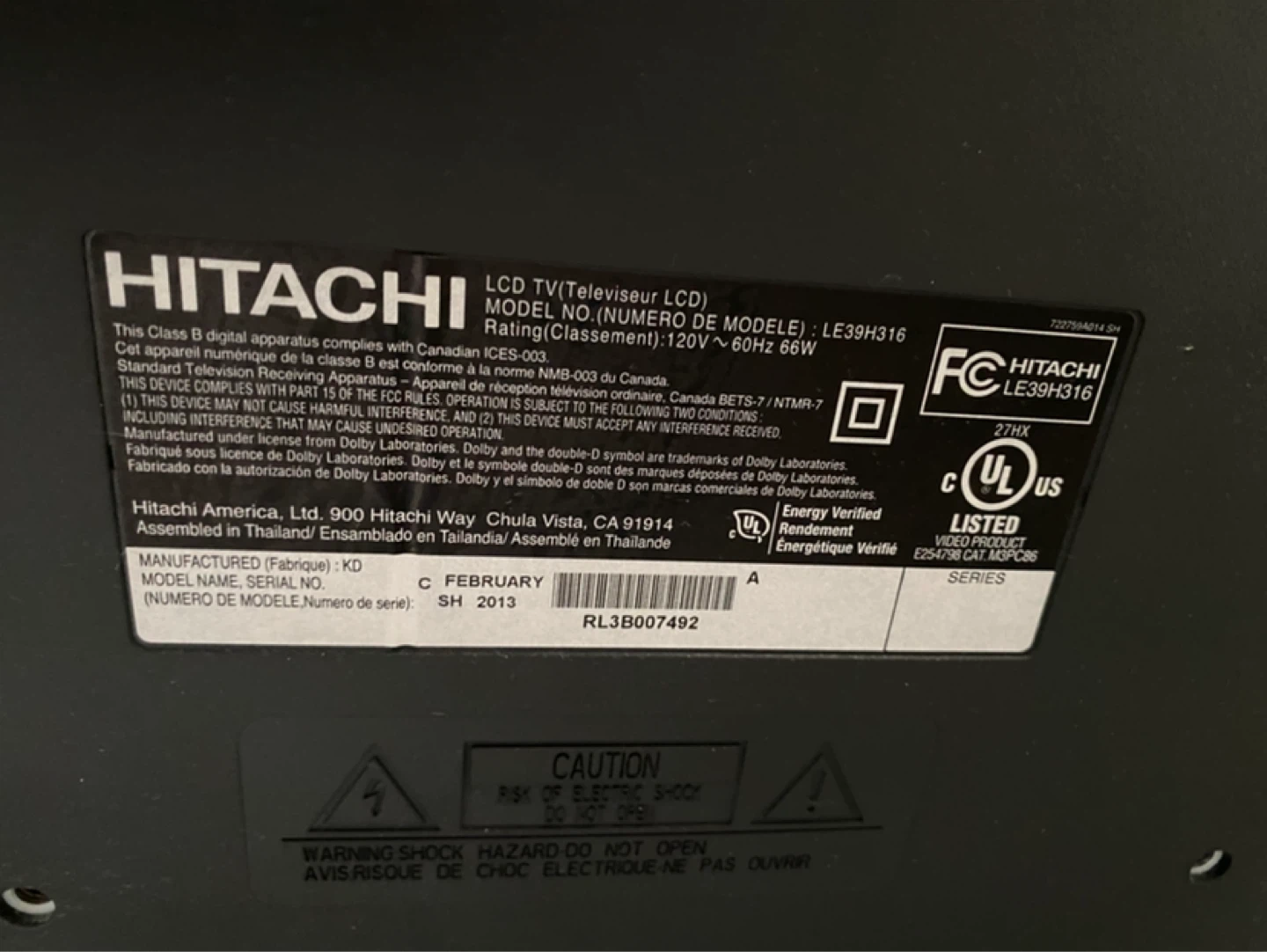 Hitachi LCD TV LE39H316 - photo 2