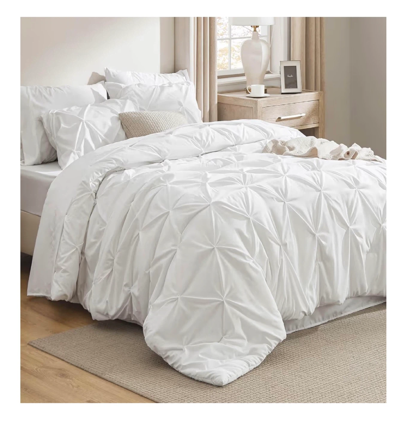 White Pinch Pleat Duvet Cover Set king
