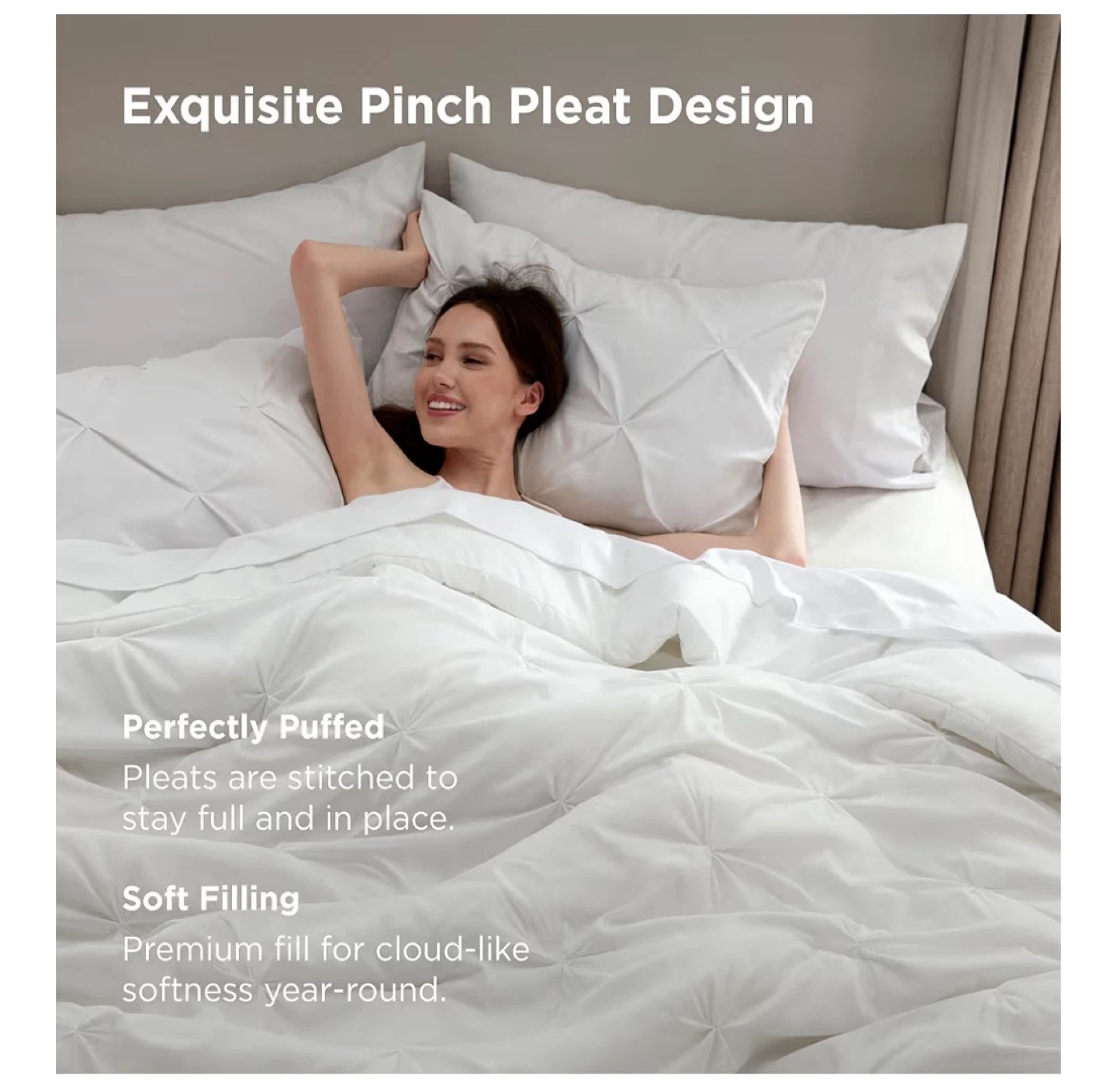 White Pinch Pleat Duvet Cover Set king - photo 2