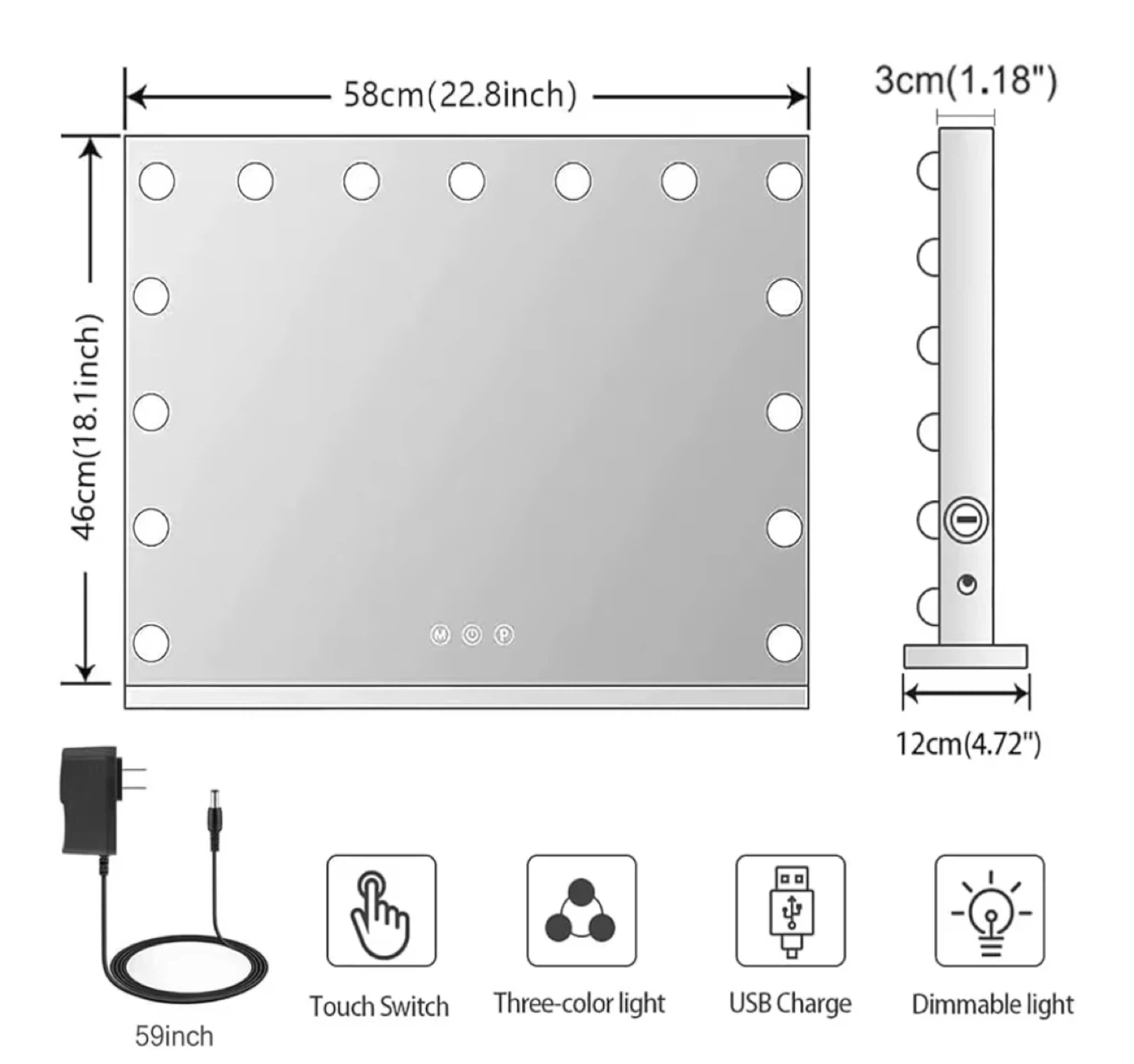 KOIIOVA Hollywood Vanity Mirror with Lights & USB Charging - photo 2