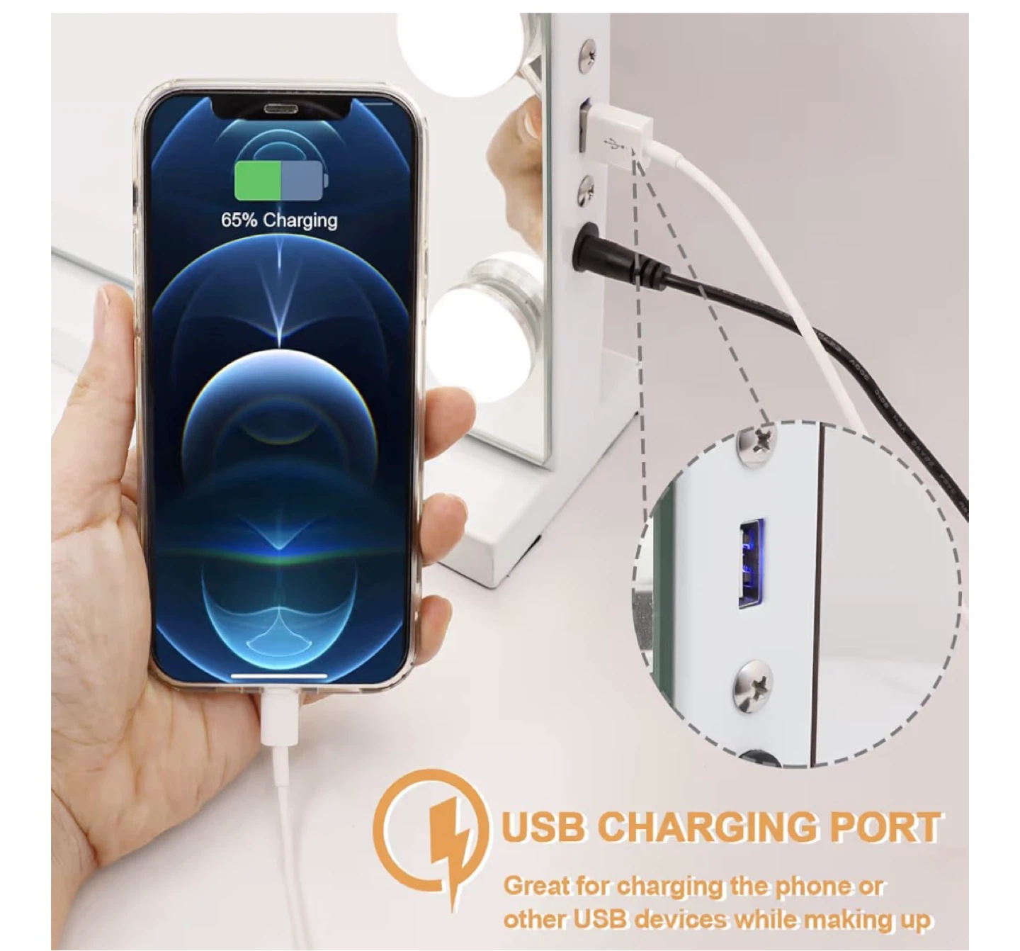 KOIIOVA Hollywood Vanity Mirror with Lights & USB Charging - photo 4