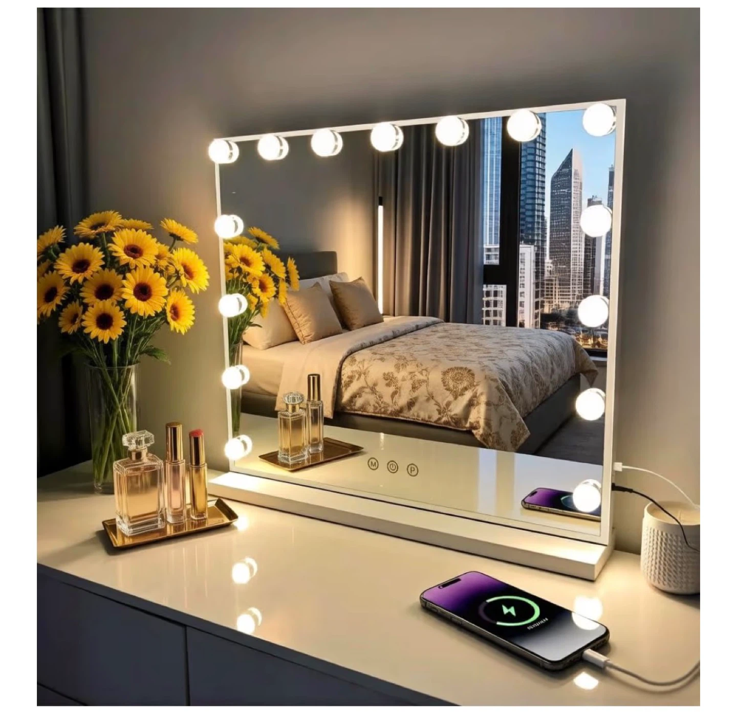 KOIIOVA Hollywood Vanity Mirror with Lights & USB Charging