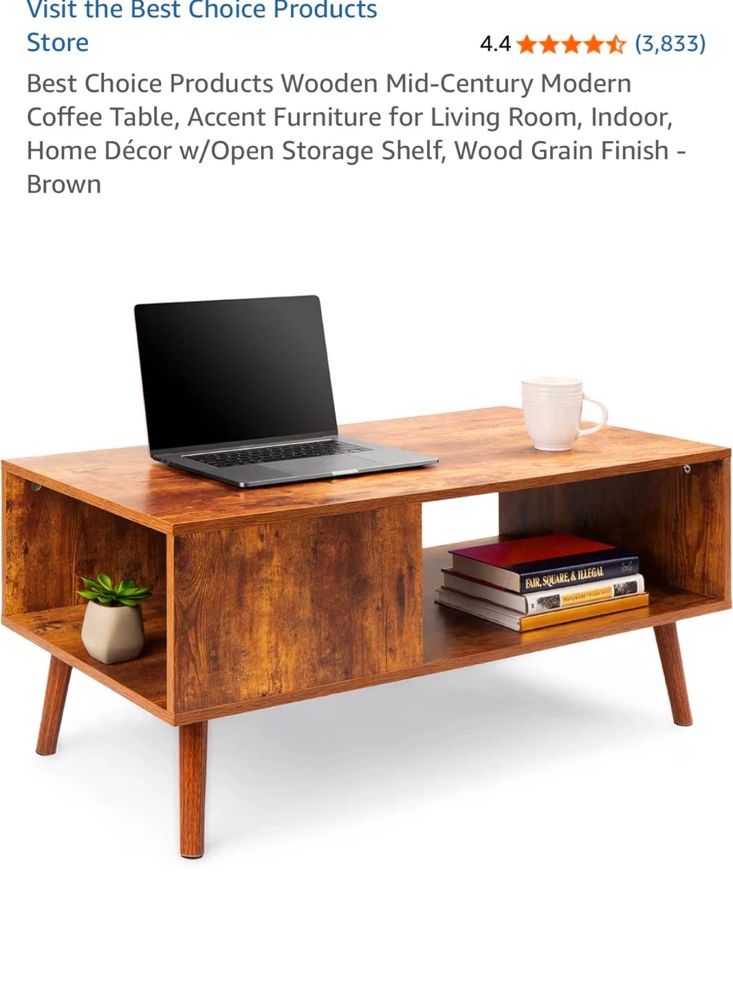 Mid-Century Modern Coffee Table - Wood Grain Finish