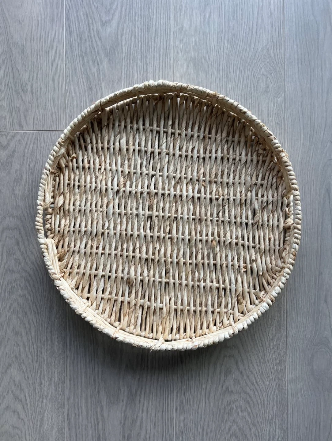 Round Woven Seagrass Tray with Handles