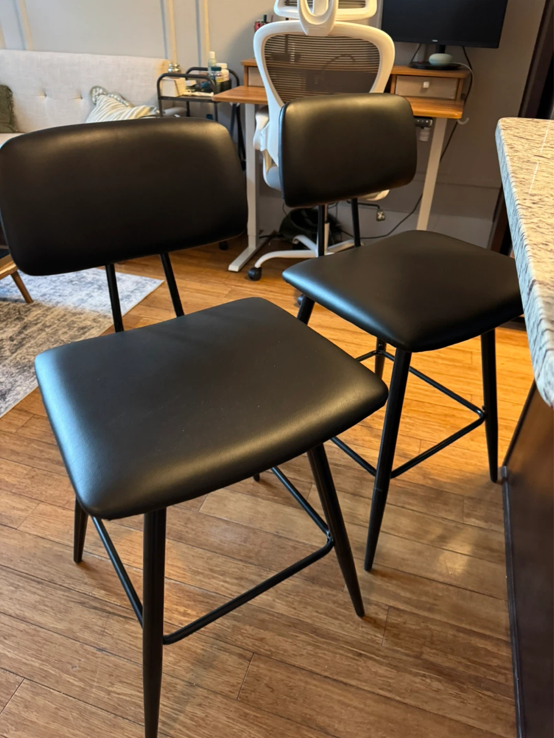 24in Black Bar Stools Set of 2 with Backs - photo 2